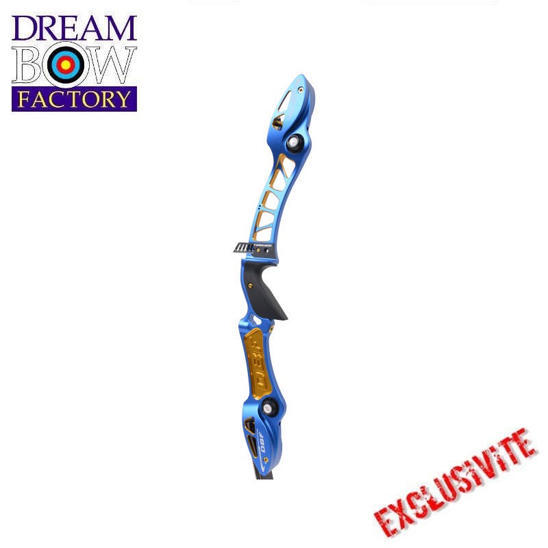 HERACLES ARCHERIE FRANCE BORDEAUX POIGNEE CLASSIQUE DBF TORNADO 25 POUCES GOLD BLEU BICOLORE