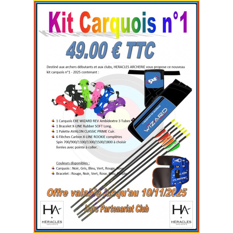 HERACLES ARCHERIE FRANCE KIT CARQUOIS NR 1 ARC CLASSIQUE RENTREE 2025 DEBUTANTS CLUBS BORDEAUX MENETROL