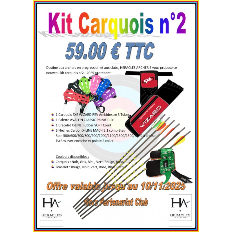 HERACLES ARCHERIE FRANCE KIT CARQUOIS NMR 2 ARC CLASSIQUE RENTREE 2025 DEBUTANTS CLUBS BORDEAUX MENETROL