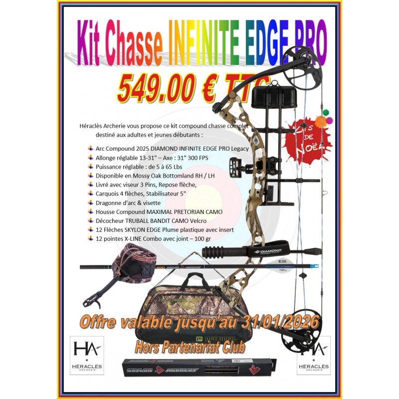 HERACLES ARCHERIE FRANCE KITS NOEL 2025 CHASSE DIAMOND INFINITE EDGE PRO LEGACY
