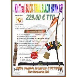 HERACLES ARCHERIE FRANCE KIT TRADI NOEL 2025 BUCK TRAIL BLACK HAWK 68 POUCES FLECHES PLUMES NATURELLES BORDEAUX LA BREDE