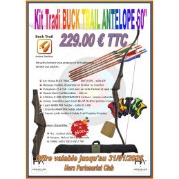HERACLES ARCHERIE FRANCE KIT TRADI NOEL 2025 BUCK TRAIL ANTELOPE 60 POUCES FLECHES PLUMES NATURELLES BORDEAUX LA BREDE