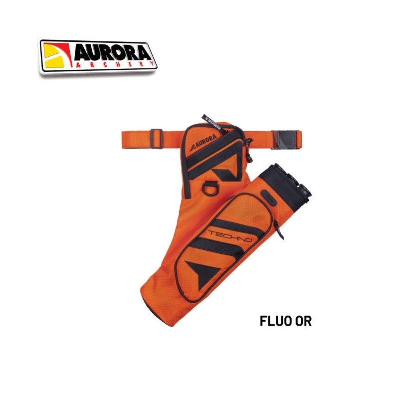 AURORA HERACLES ARCHERIE FRANCE CARQUOIS CLASSIQUE TECHNO LITE 3 TUBES BORDEAUX ORANGE FLUO