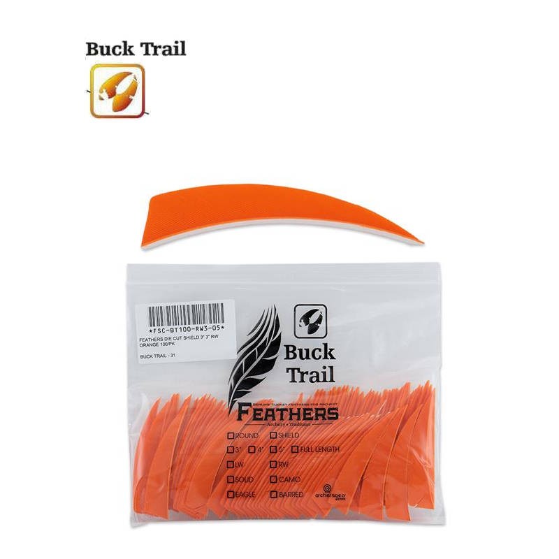 HERACLES ARCHERIE BORDEAUX FRANCE BUCK TRAIL PLUMES NATURELLES SHIELD 3 POUCES ORANGE