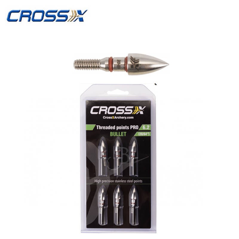 CROSS-X POINTES A VISSER PRO INOX BULLET 6.2 MM 20/64 HERACLES ARCHERIE FRANCE LIGNE CHASSE EQUIPEMENT