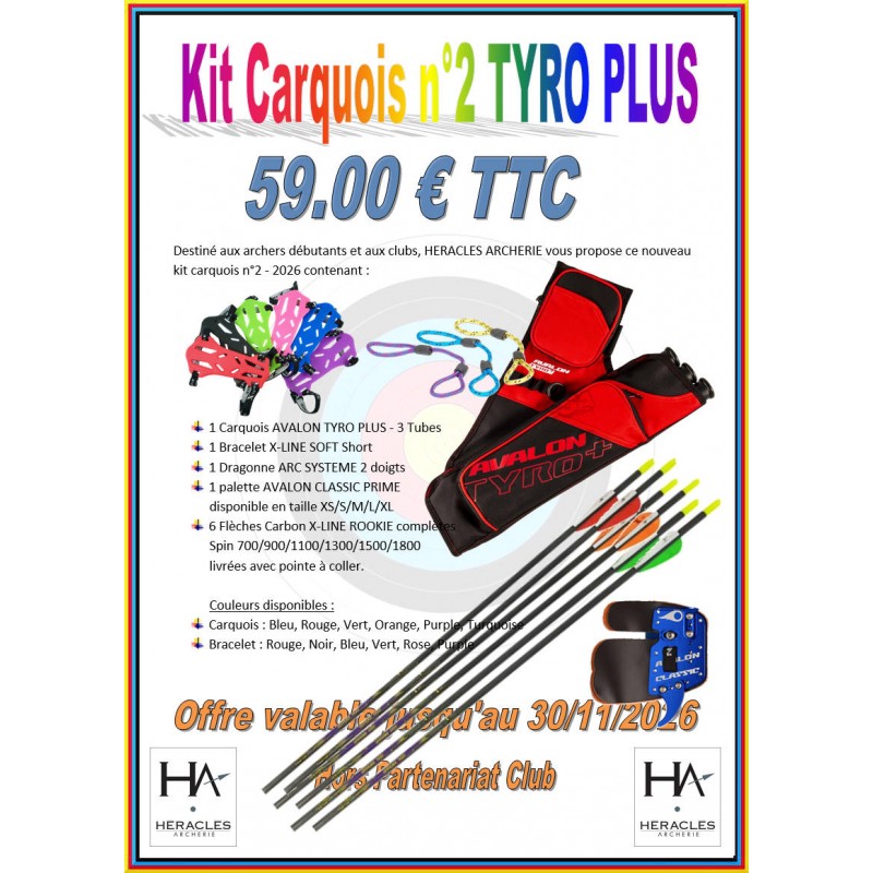 KIT CARQUOIS 2 AVALON TYRO PLUS HERACLES ARCHERIE FRANCE LA BREDE