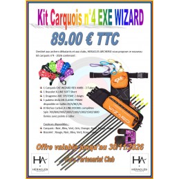 KIT CARQUOIS 4 EXE WIZARD REV AMBI HERACLES ARCHERIE FRANCE LA BREDE ARC CLASSIQUE