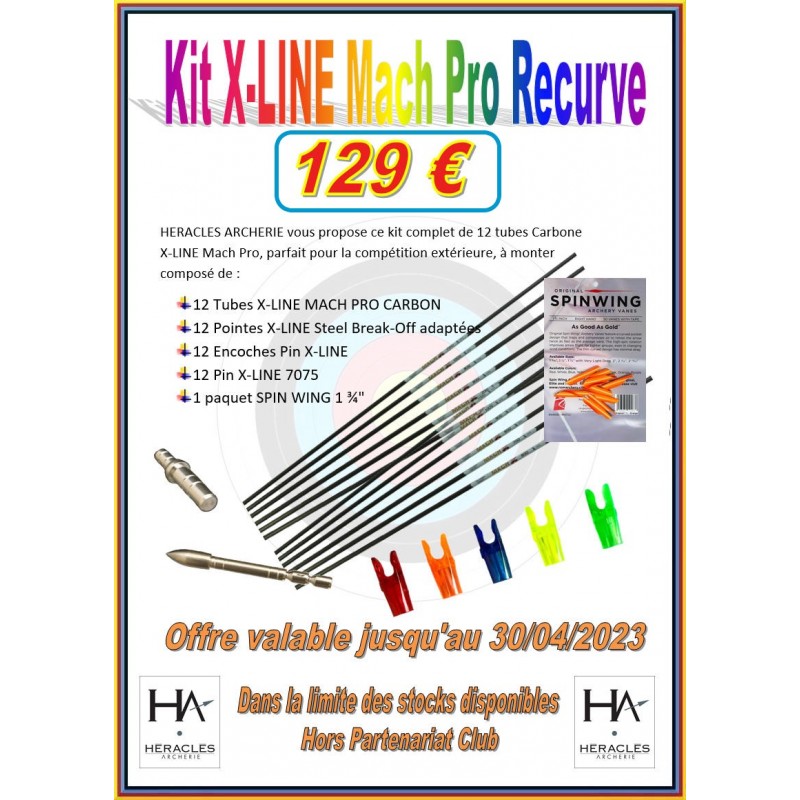 HERACLES ARCHERIE KIT FLECHES 2023 X-LINE CARBON MACH PRO RECURVE CLERMONT FERRAND MENETROL
