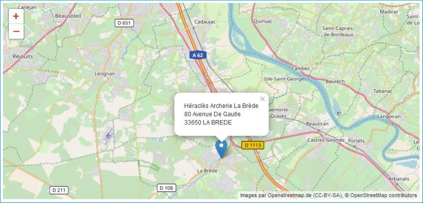 PLAN GEOGRAPHIQUE HERACLES ARCHERIE COMMENT SE RENDRE A LA BREDE BORDEAUX